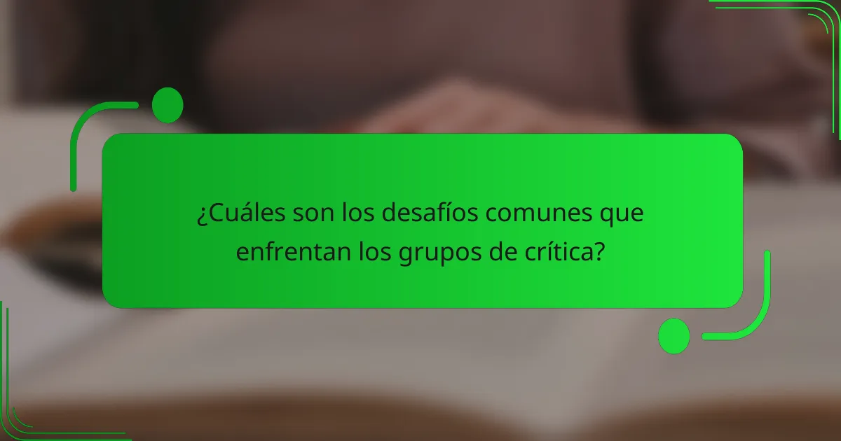 ¿Cuáles son los desafíos comunes que enfrentan los grupos de crítica?
