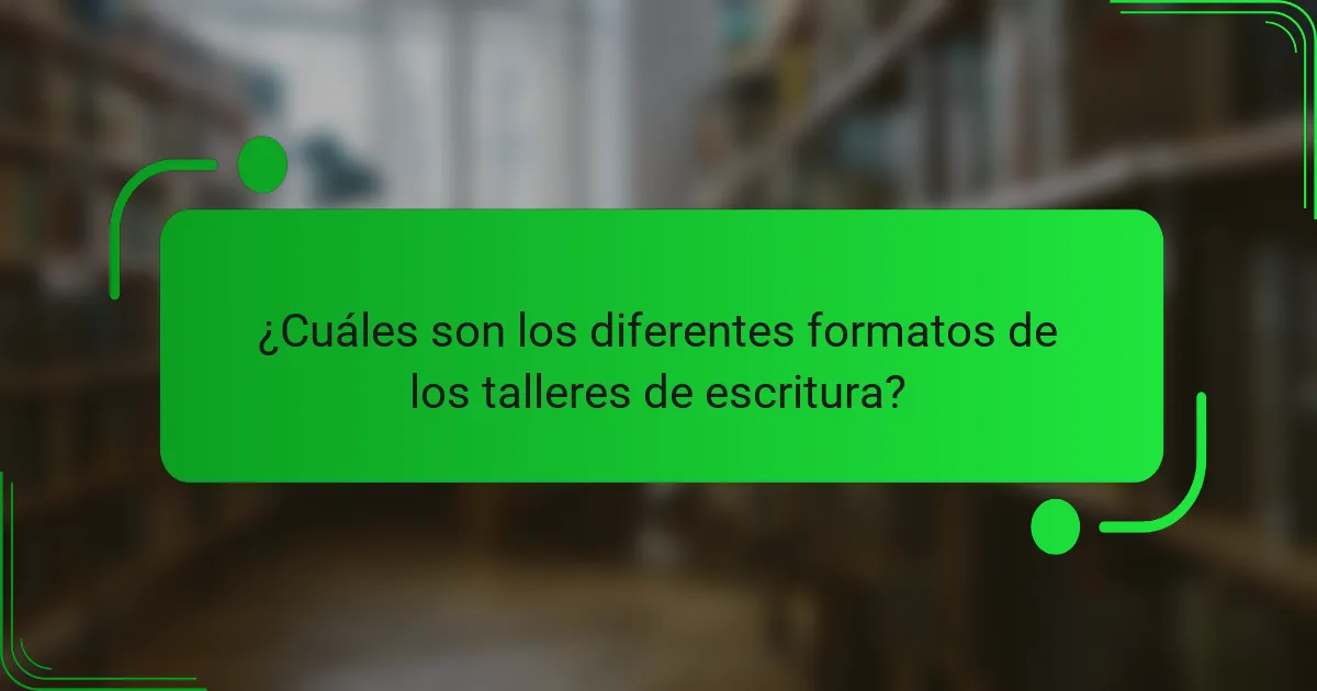 ¿Cuáles son los diferentes formatos de los talleres de escritura?