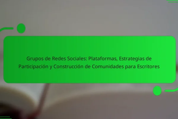 Grupos de Redes Sociales: Plataformas, Estrategias de Participación y Construcción de Comunidades para Escritores