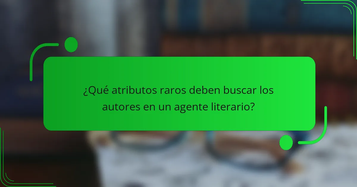 ¿Qué atributos raros deben buscar los autores en un agente literario?